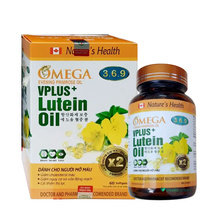 Viên uống hỗ trợ giảm mỡ máu OMEGA 3.6.9 VPLUS+ Lutein Oil (Nature's Health) hộp 1 lọ 60 viên